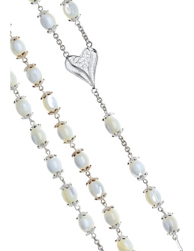 Oval Mother of Pearl Rosary with Filigree Crucifix  | Vatican Gift