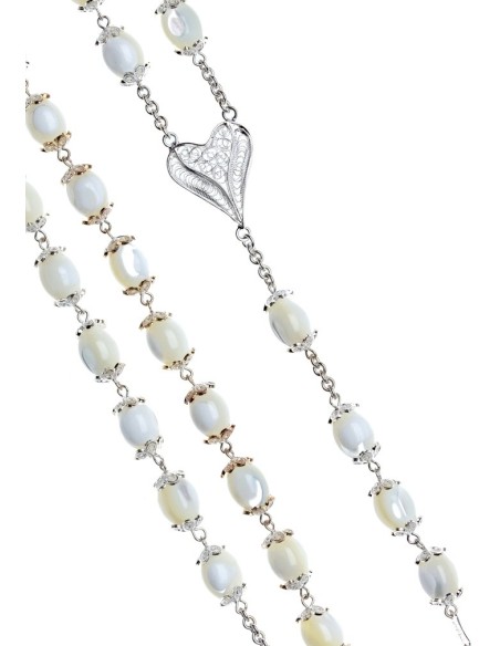Oval Mother of Pearl Rosary with Filigree Crucifix  | Vatican Gift