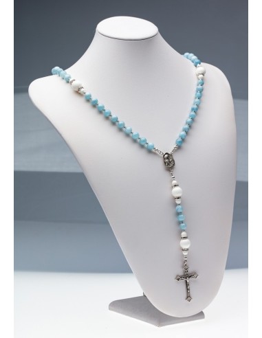 Aquamarine and White Shell Rosary  | Vatican Gift
