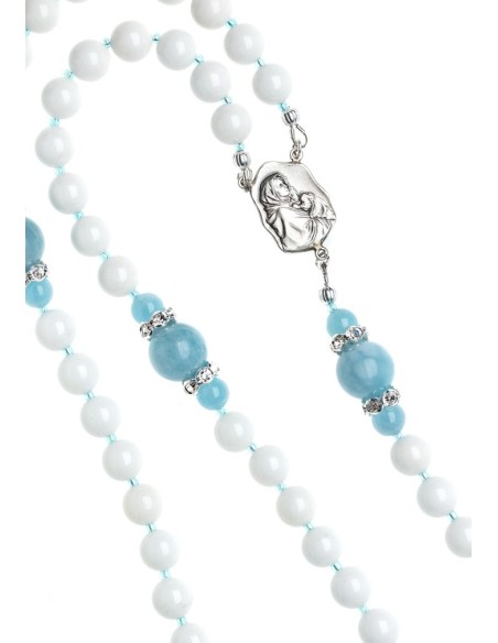 White Shell Aquamarine Rosary  | Vatican Gift