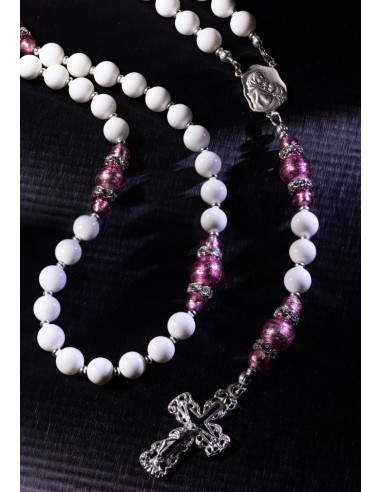 White Shell and Pink Murano Rosary  | Vatican Gift