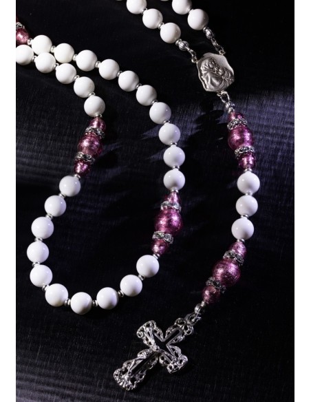 White Shell and Pink Murano Rosary  | Vatican Gift White Shell and Pink Murano Rosary  | Vatican Gift