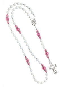 White Shell and Pink Murano Rosary  | Vatican Gift 2