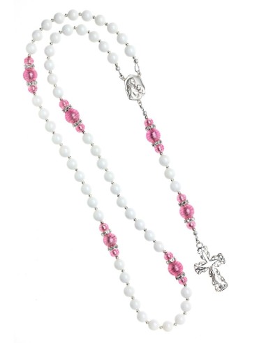 White Shell and Pink Murano Rosary  | Vatican Gift