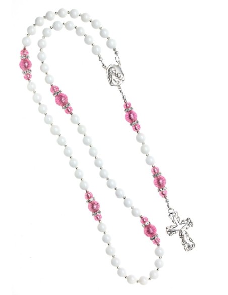 White Shell and Pink Murano Rosary  | Vatican Gift White Shell and Pink Murano Rosary  | Vatican Gift