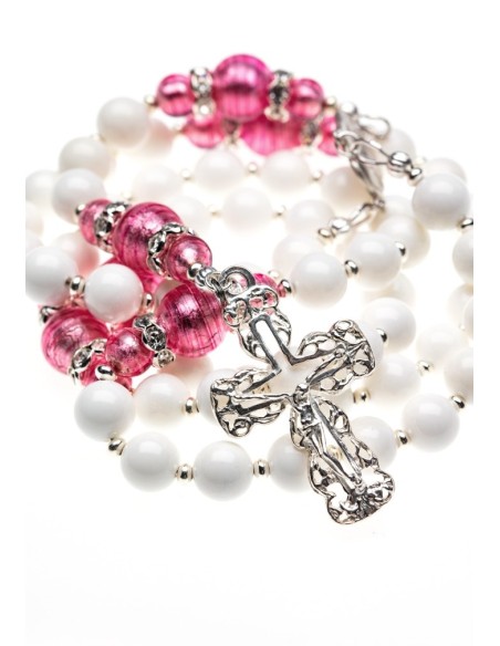 White Shell and Pink Murano Rosary  | Vatican Gift White Shell and Pink Murano Rosary  | Vatican Gift