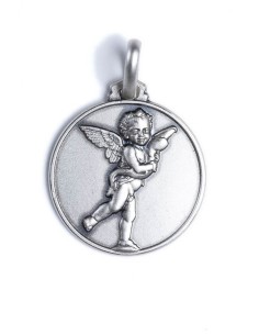 Sterling Silver Playing Angel Medal