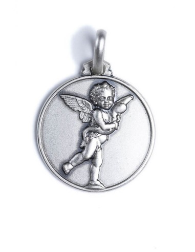 Sterling Silver Playing Angel Medal