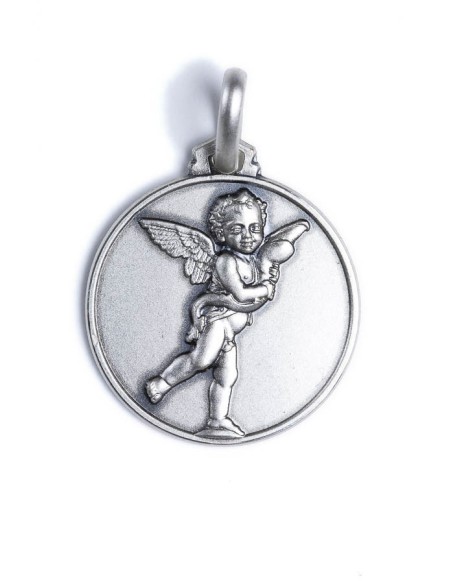 Sterling Silver Playing Angel Medal