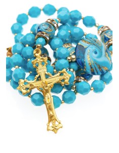 Swarovski Turquoise and Murano Glass Rosary