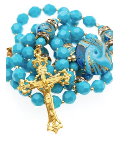 Swarovski Turquoise and Murano Glass Rosary