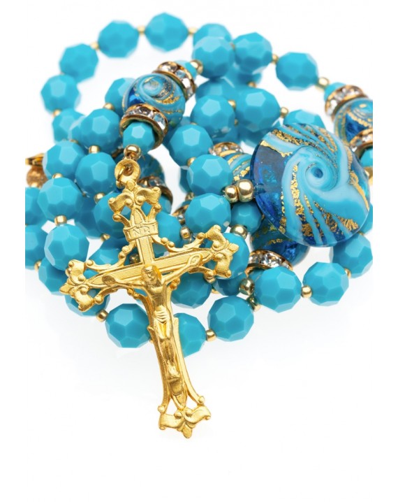 Swarovski Turquoise and Murano Glass Rosary