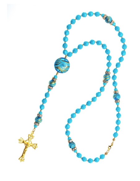 Turquoise and Murano Glass Rosary  | Vatican Gift Turquoise and Murano Glass Rosary  | Vatican Gift