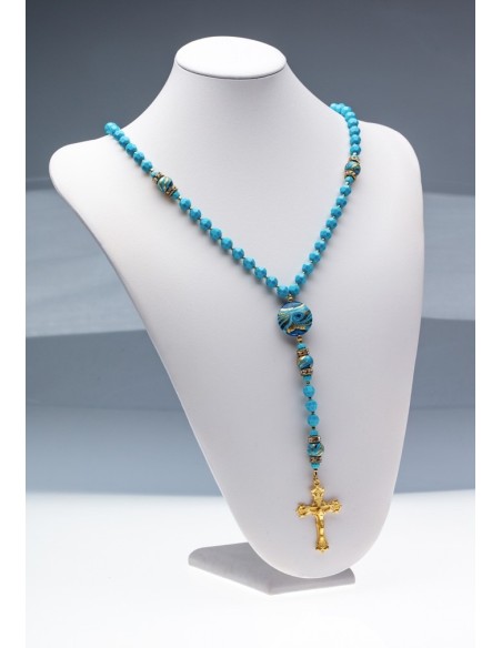 Turquoise and Murano Glass Rosary  | Vatican Gift Turquoise and Murano Glass Rosary  | Vatican Gift