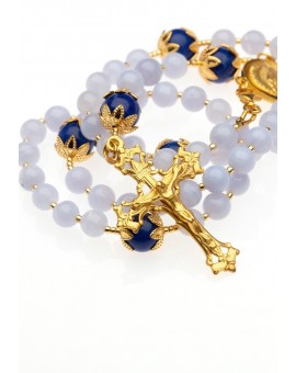 Chalcedony and Blue Jade Rosary