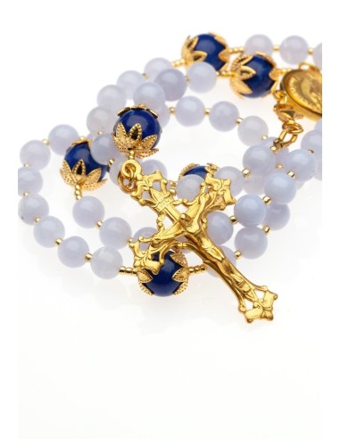 Chalcedony and Blue Jade Rosary