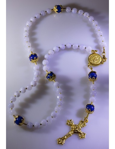 Chalcedony and Blue Jade Rosary  | Vatican Gift