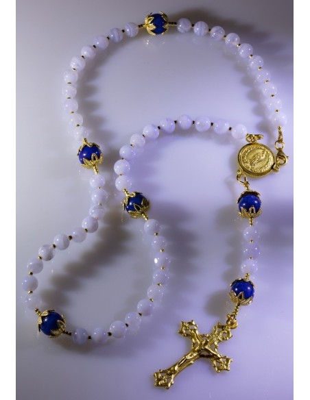 Chalcedony and Blue Jade Rosary  | Vatican Gift Chalcedony and Blue Jade Rosary  | Vatican Gift