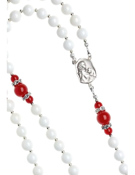 White Shell and Red Corniola Rosary  | Vatican Gift White Shell and Red Corniola Rosary  | Vatican Gift