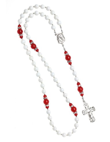 White Shell and Red Corniola Rosary  | Vatican Gift