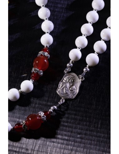White Shell and Red Corniola Rosary  | Vatican Gift