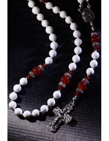 White Shell and Red Corniola Rosary  | Vatican Gift