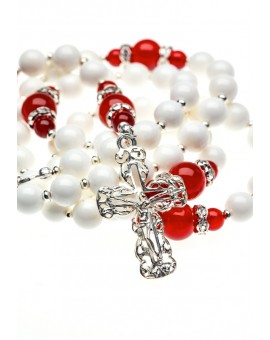 White Shell and Red Corniola Rosary
