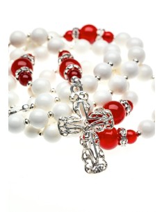 White Shell and Red Corniola Rosary