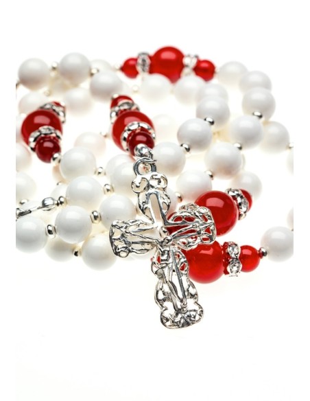 White Shell and Red Corniola Rosary White Shell and Red Corniola Rosary