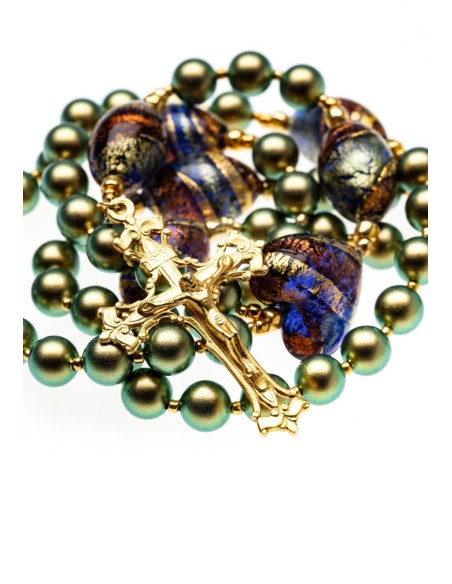 Iridescent Green Swarovski and Murano Glass Iridescent Green Swarovski and Murano Glass