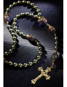 Iridescent Green Swarovski and Murano Glass 2