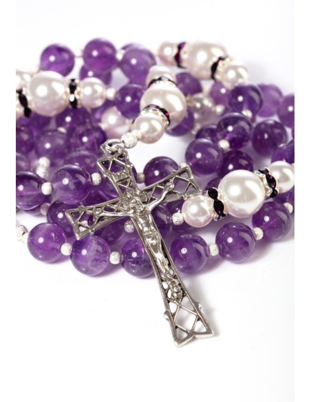 Amethyst,  Pearls, Sterling Silver 925 Precious Crucifix And Center  | Vatican Gift Amethyst,  Pearls, Sterling Silver 925 Precious Crucifix And Center  | Vatican Gift