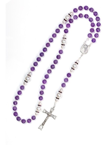Amethyst,  Pearls, Sterling Silver 925 Precious Crucifix And Center  | Vatican Gift Amethyst,  Pearls, Sterling Silver 925 Precious Crucifix And Center  | Vatican Gift