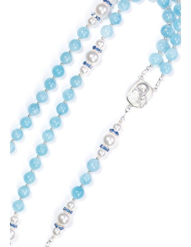 Aquamarine,  Pearls, Sterling Silver 925 Precious Crucifix And Center  | Vatican Gift