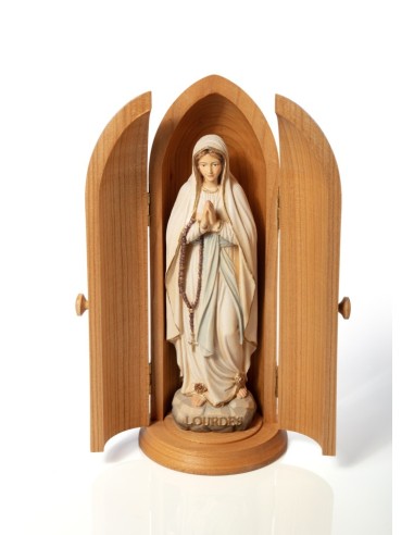 Our Lady of Lourdes Wood Statue with Shrine Model One