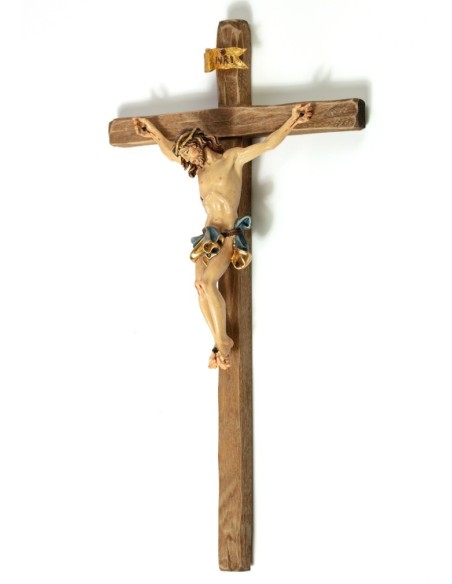 Handcarved wooden Crucifix Blue big  | Vatican Gift Handcarved wooden Crucifix Blue big  | Vatican Gift
