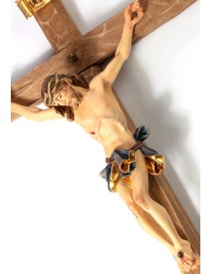 Handcarved wooden Crucifix Blue big  | Vatican Gift 2