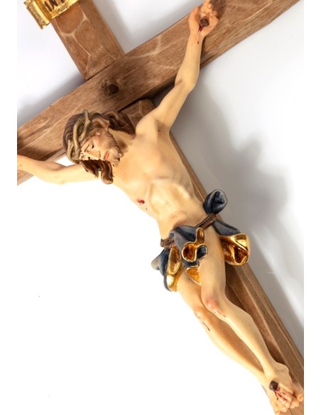 Handcarved wooden Crucifix Blue big  | Vatican Gift Handcarved wooden Crucifix Blue big  | Vatican Gift