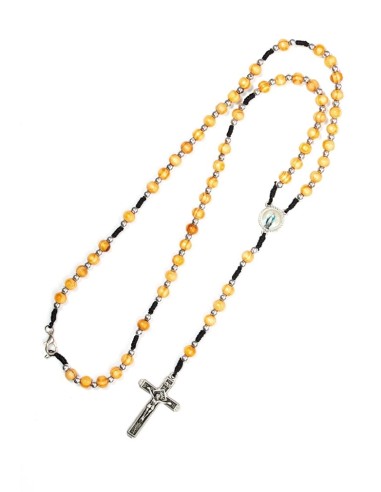 Rosary Pouch With Olive Wood Catholic Rope Rosary