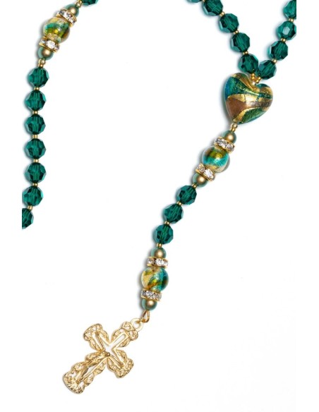Emerald  Crystals And Murano Glass Rosary Necklace  | Vatican Gift Emerald  Crystals And Murano Glass Rosary Necklace  | Vatican Gift