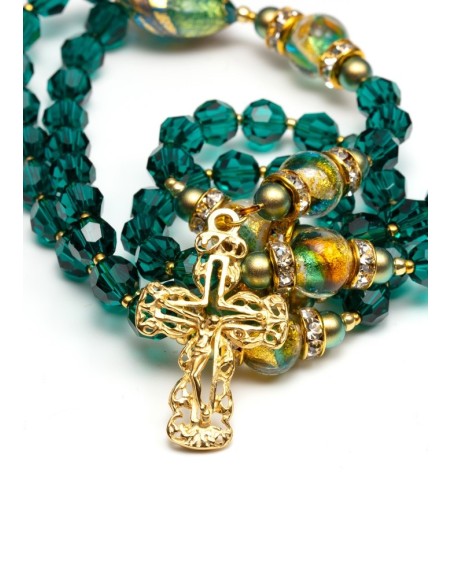 Emerald  Crystals And Murano Glass Rosary Necklace  | Vatican Gift Emerald  Crystals And Murano Glass Rosary Necklace  | Vatican Gift