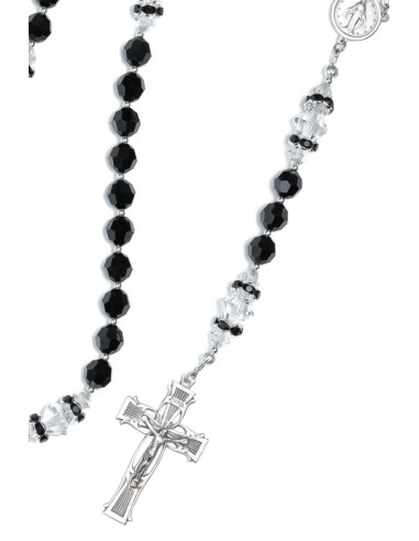 Jet Black and Clear  Crystals Rosary  | Vatican Gift