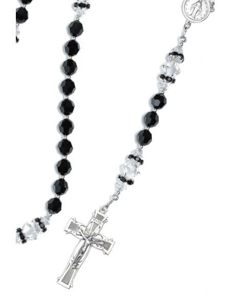 Jet Black and Clear  Crystals Rosary  | Vatican Gift Jet Black and Clear  Crystals Rosary  | Vatican Gift