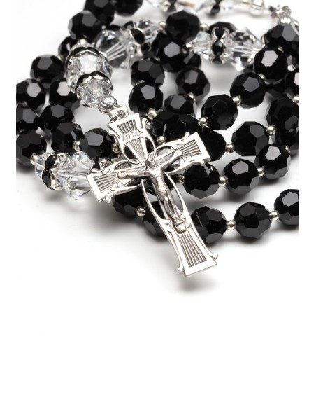 Jet Black and Clear  Crystals Rosary  | Vatican Gift Jet Black and Clear  Crystals Rosary  | Vatican Gift