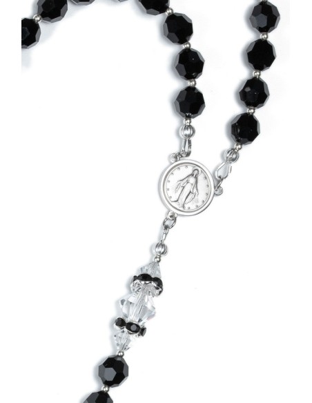 Jet Black and Clear  Crystals Rosary  | Vatican Gift Jet Black and Clear  Crystals Rosary  | Vatican Gift