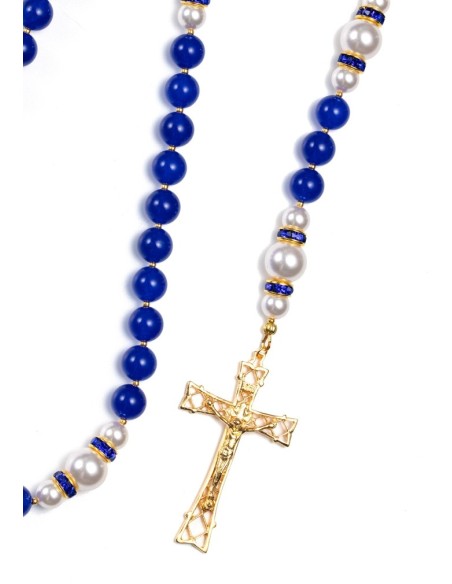Deep Blue Jade,  Pearls, Sterling Silver Gold plated  | Vatican Gift