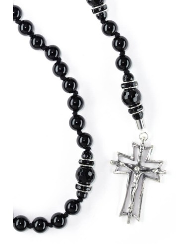 Malachite, Swarovski Pearls, Sterling Silver 925 Precious Crucifix And Center