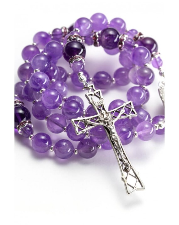 Absolut Amethyst Sterling Silver Precious Crucifix And Center