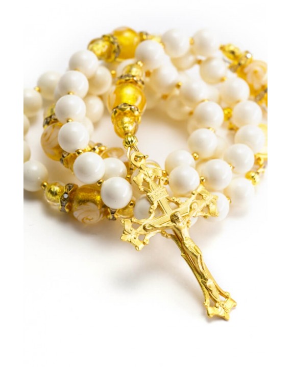 Gold and Ivory Crystal Rosary