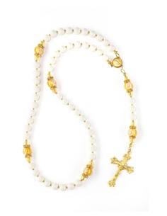 Gold and Ivory Crystal Rosary Gold and Ivory Crystal Rosary